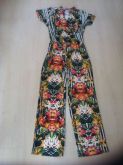macacão longo meia manga floral